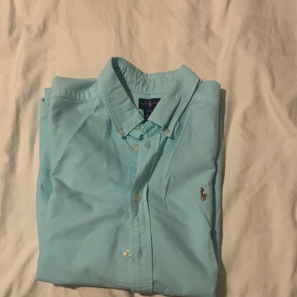 Ralph Lauren Men's Aqua Button-Down Oxford Shirt
